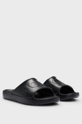 Lightweight EVA slides with logo strap, Black