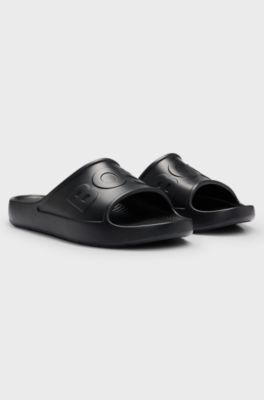 Lightweight EVA slides with logo strap, Black