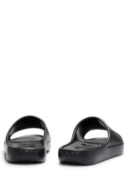 Lightweight EVA slides with logo strap, Black