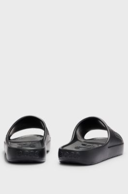 Lightweight EVA slides with logo strap, Black