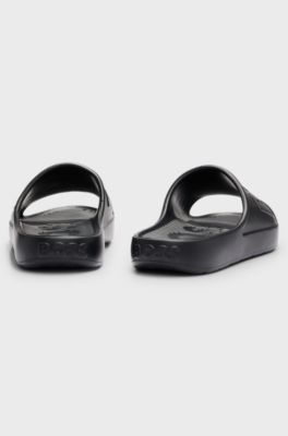 Lightweight EVA slides with logo strap, Black