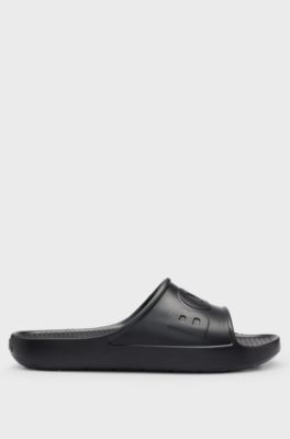 Lightweight EVA slides with logo strap, Black