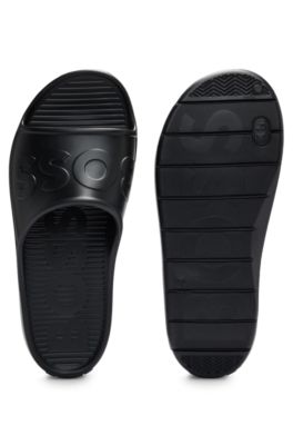 Lightweight EVA slides with logo strap, Black