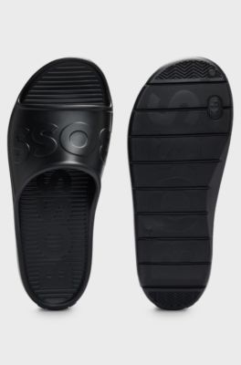 Lightweight EVA slides with logo strap, Black