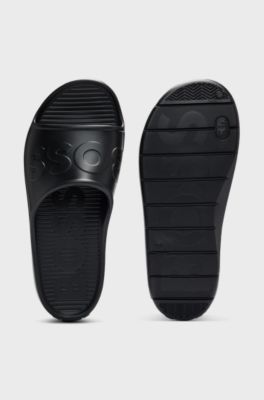 Lightweight EVA slides with logo strap, Black