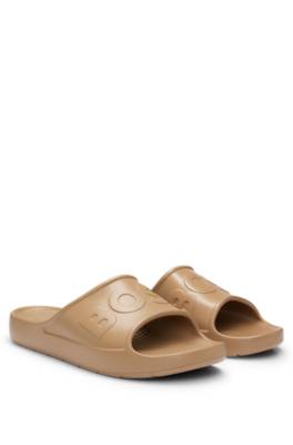 Hugo Boss Lightweight Eva Slides With Logo Strap In Brown