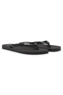 サンダル BOSS Men Sandals Black 50505540 001 BOSS - Flip-flops with branded strap - Black