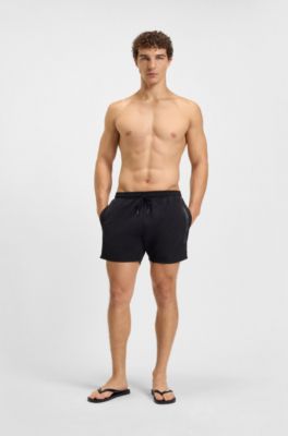 Italian-made flip-flops with contrast logo detail, Black