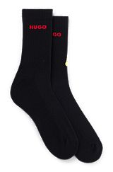 Zweier-Pack kurze Socken mit roten Logos, Schwarz