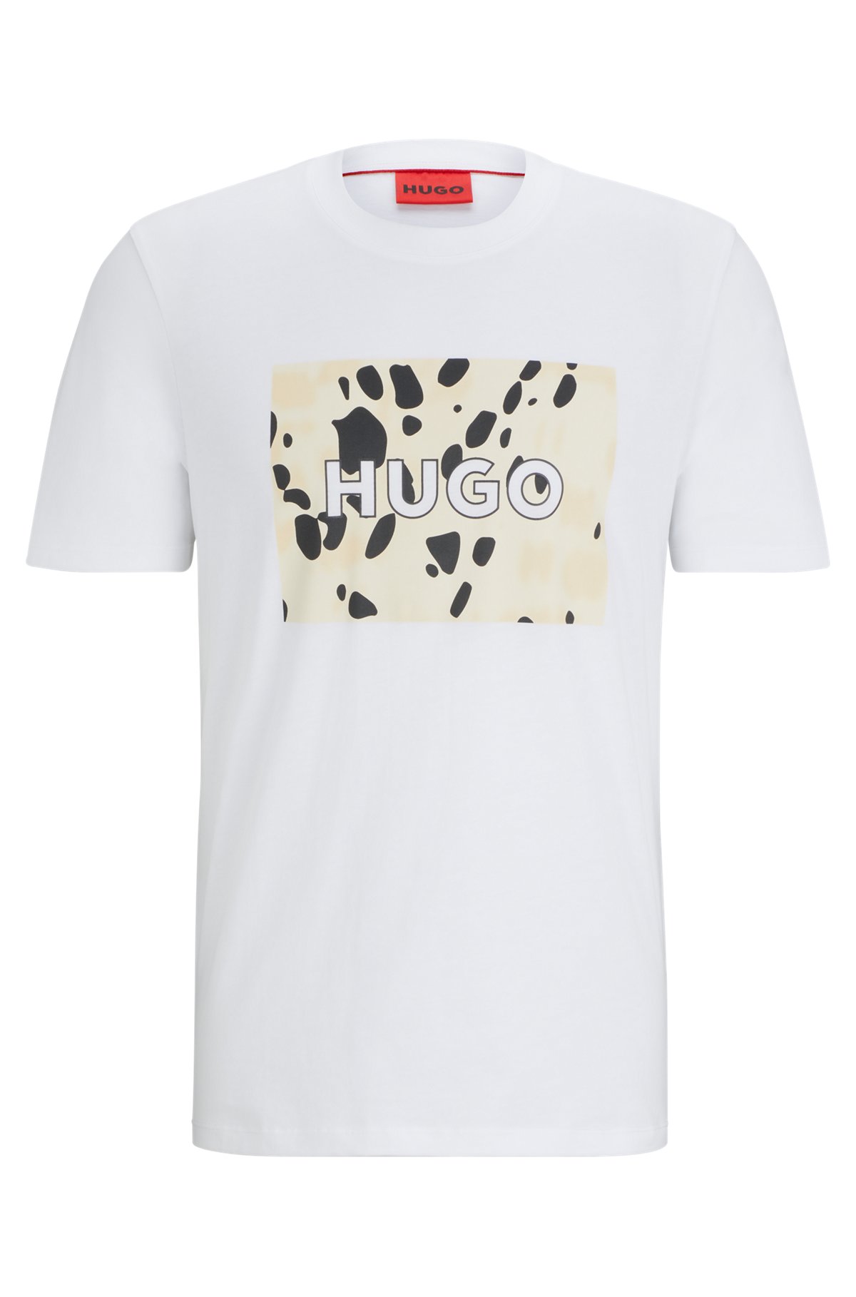 HUGO - コットンジャージー Tシャツ ダルメシアンプリント ロゴアート