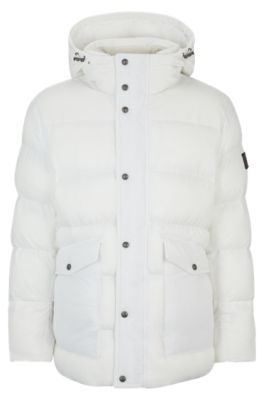 Mens white jacket with hotsell fur hood