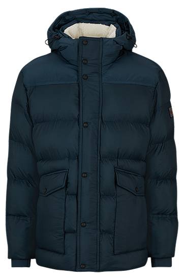 Relaxed-fit water-repellent parka jacket with logo badge, Hugo boss