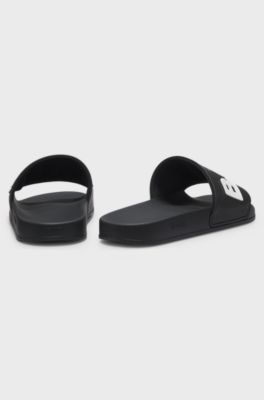 Italian-made slides with raised logo, Black