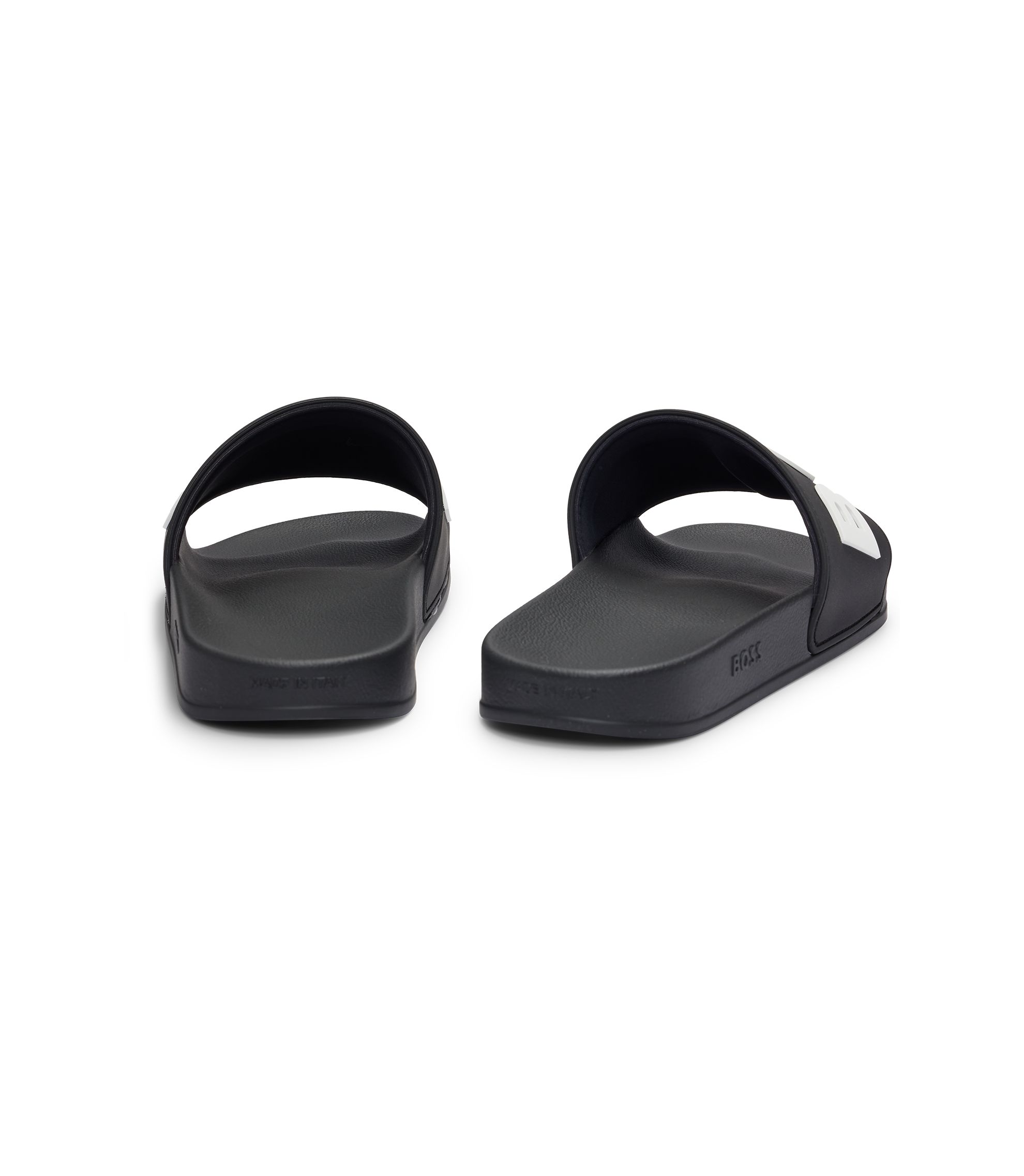 BOSS - イタリア製スライドサンダル 3Dロゴ - ブラック