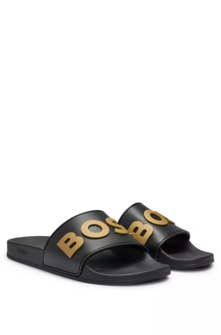 Italian-made slides with raised logo