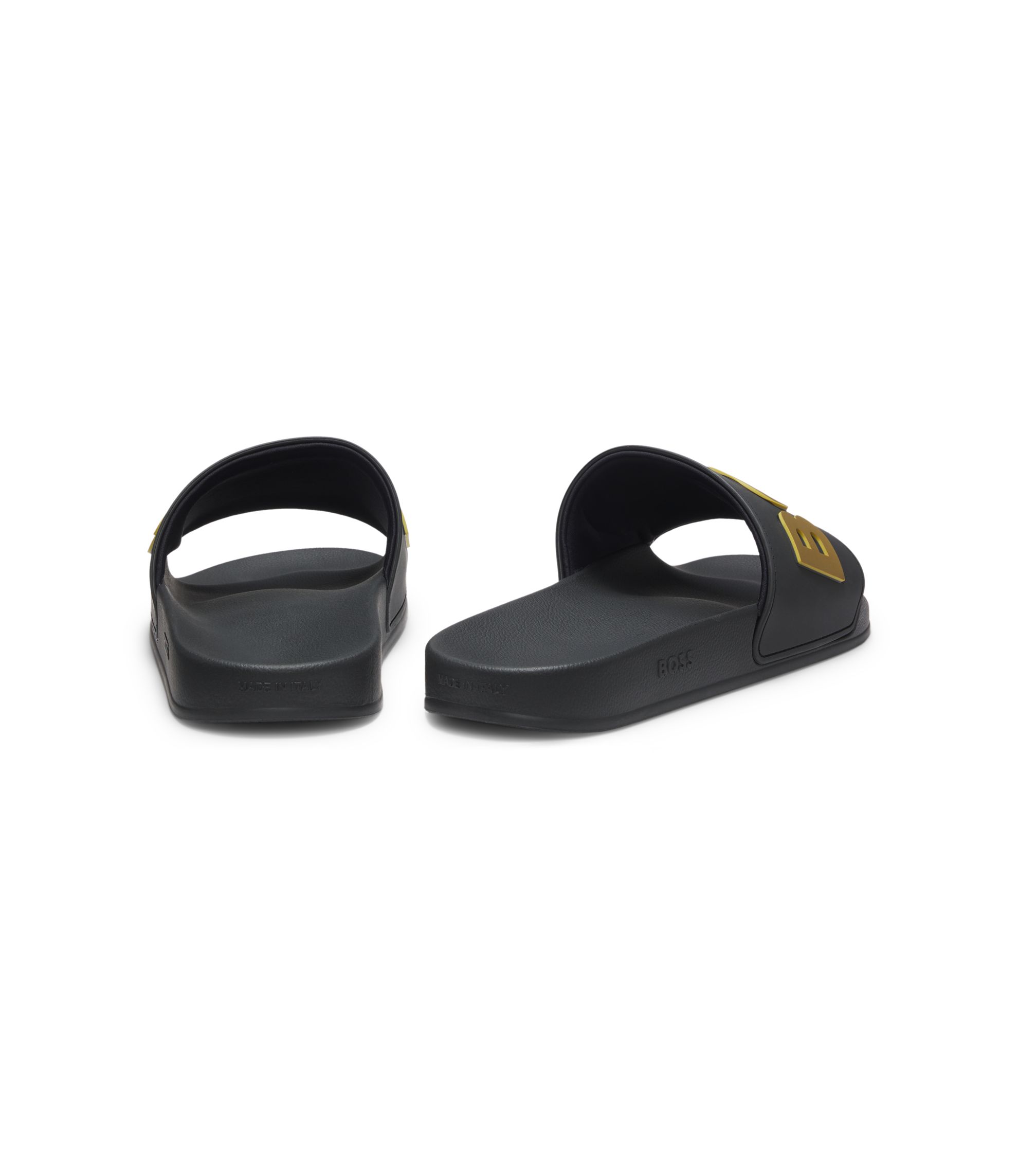 HUGO BOSS Black Slides with Bold Logo, man size 41, made in Italy ??, new BOSS - Italian-made slides with large logo detail - Black main image 3