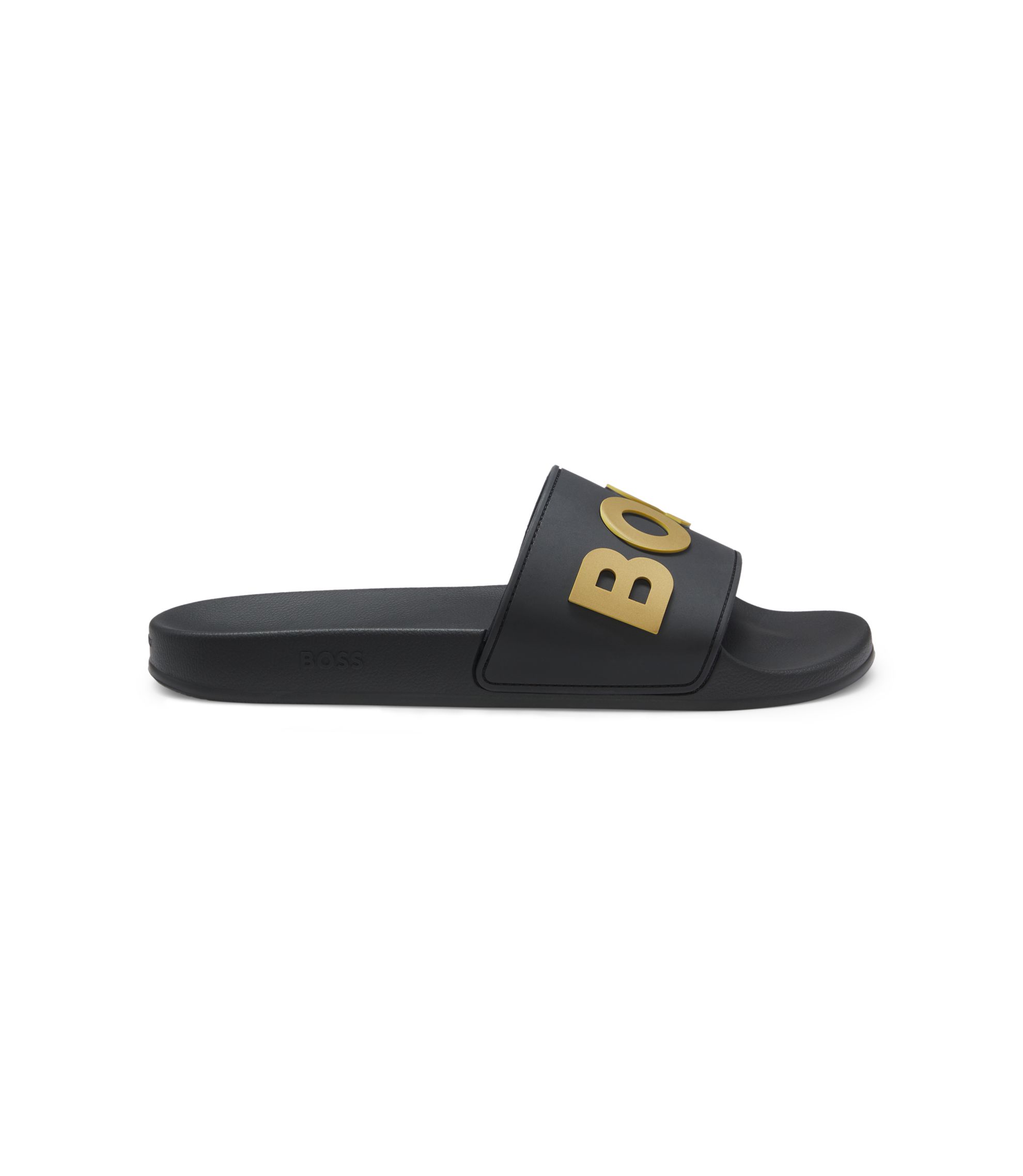 HUGO BOSS Black Slides with Bold Logo, man size 41, made in Italy ??, new BOSS - Italian-made slides with large logo detail - Black main image 2