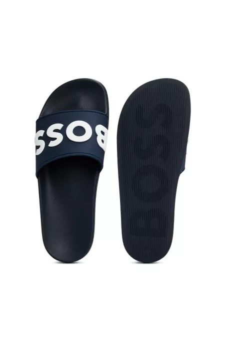 Italian-made slides with raised logo