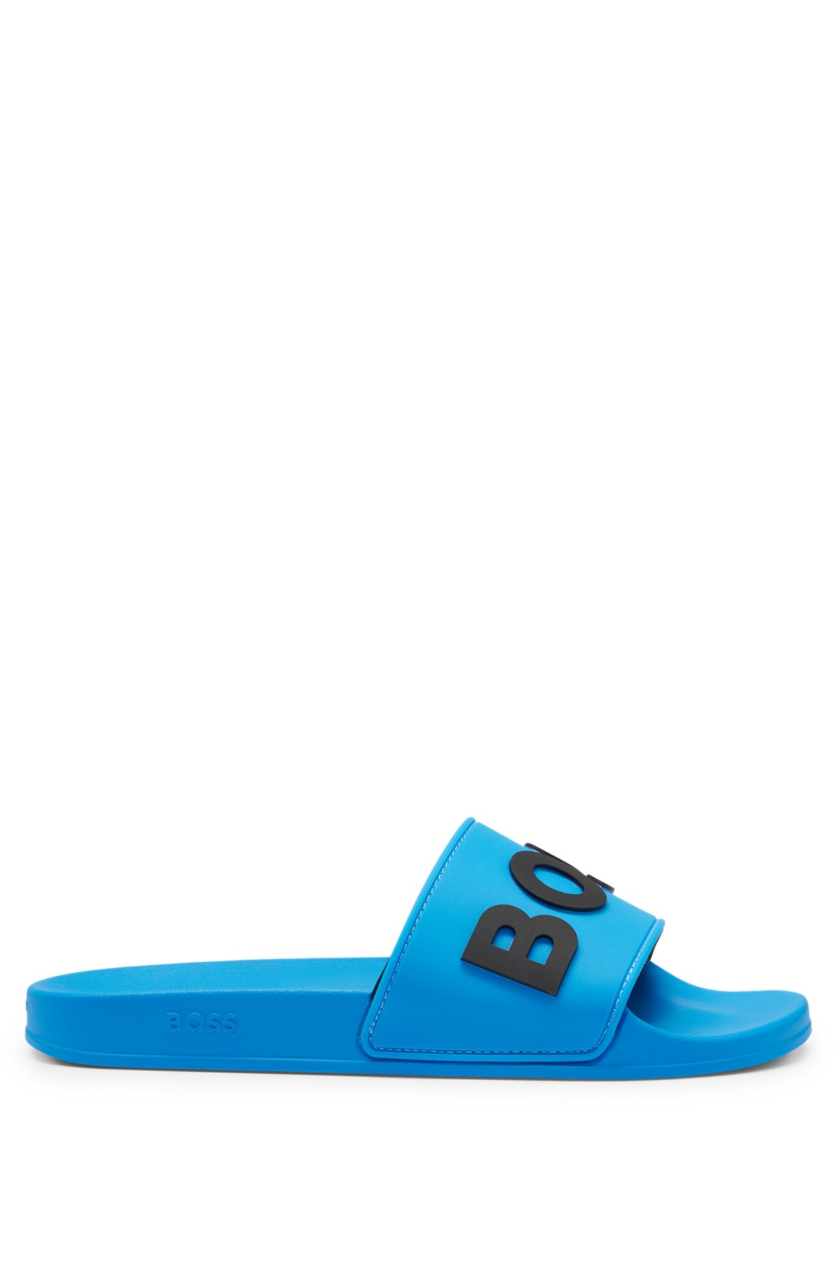 In Italië vervaardigde slippers met verhoogd logo, Blauw