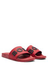 Italian-made slides with raised logo, Red