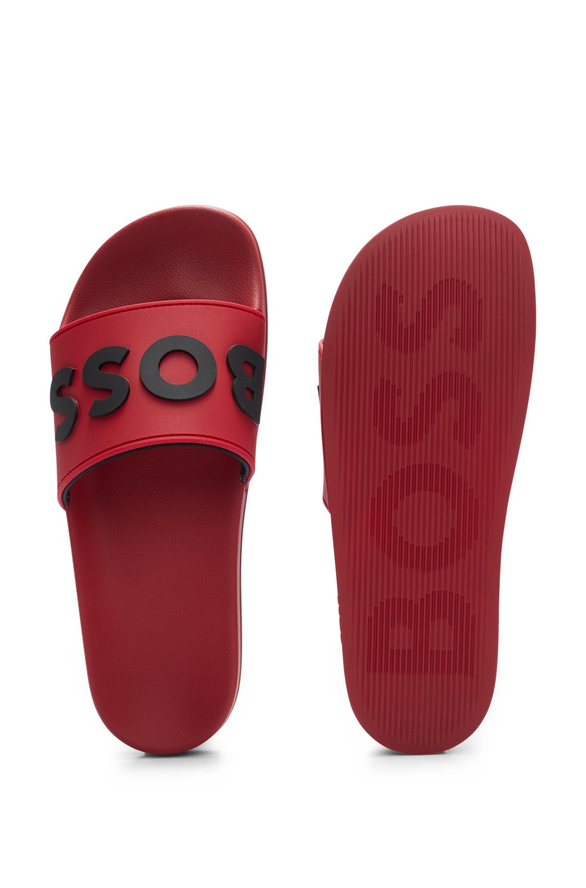 In Italië vervaardigde slippers met verhoogd logo, Rood