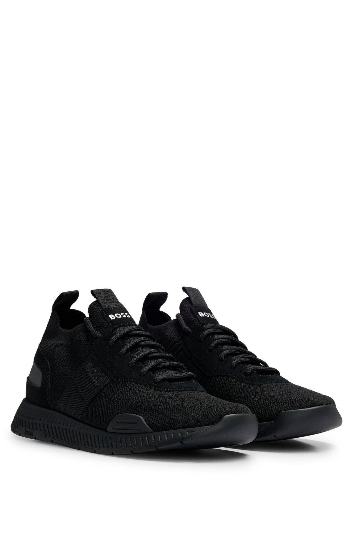 Sock trainers with suede trims, Black