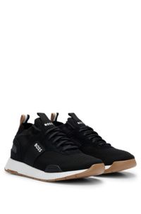 Sock trainers with suede trims, Black