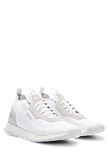 Sock trainers with suede trims, White