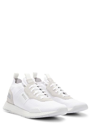 TTNM EVO trainers with knitted uppers and suede trims, White