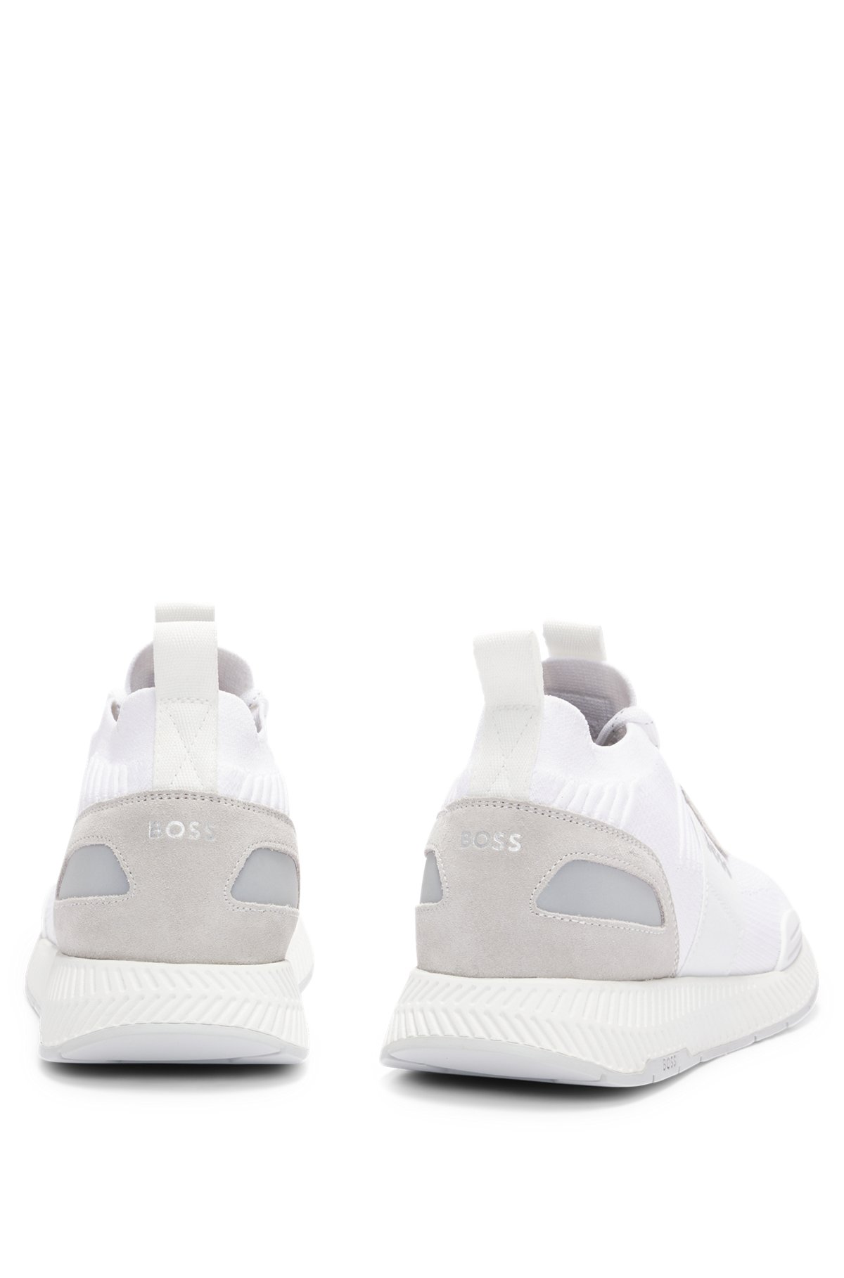 Sock-Sneakers mit Veloursleder-Details, Weiß