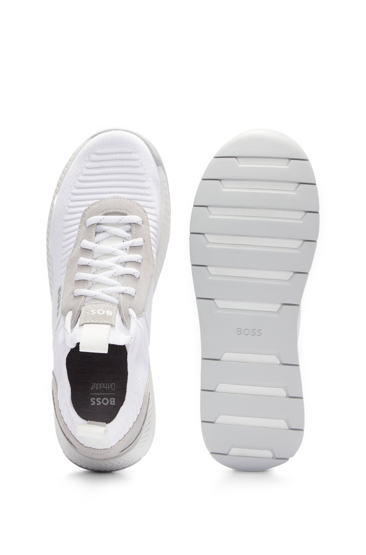 Sock-Sneakers mit Veloursleder-Details, Weiß