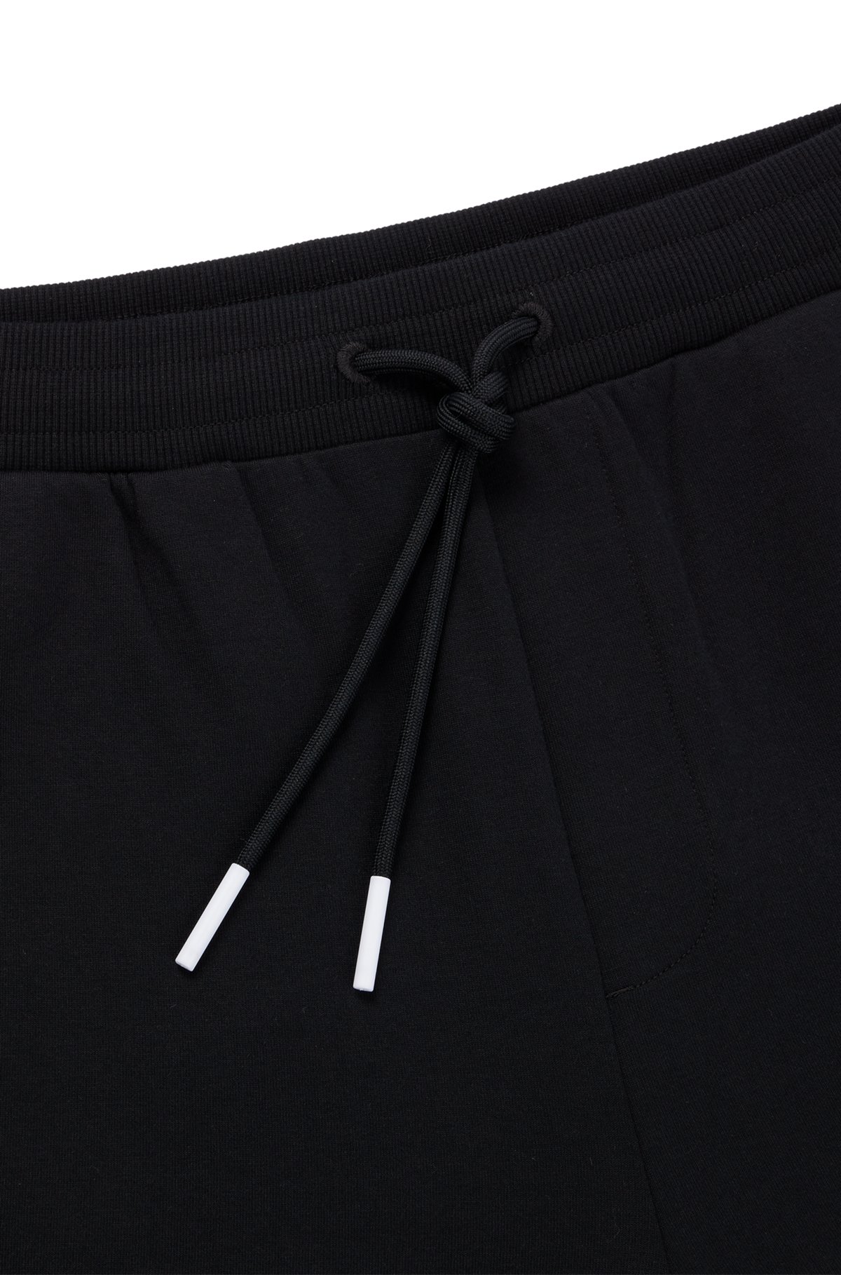 Shorts aus Baumwoll-Mix mit Tunnelzug und Logo-Streifen, Schwarz
