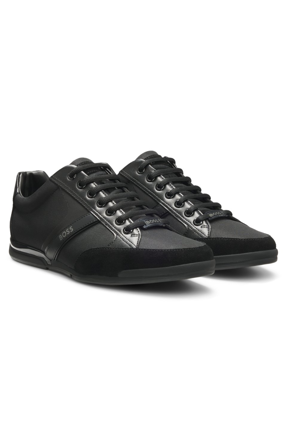Mixed-material trainers with suede and faux leather