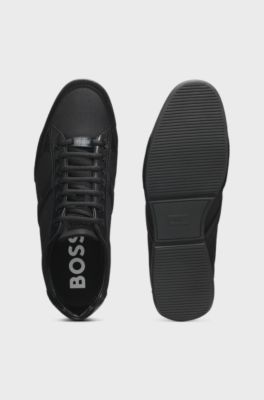 Mixed-material trainers with suede and faux leather, Black