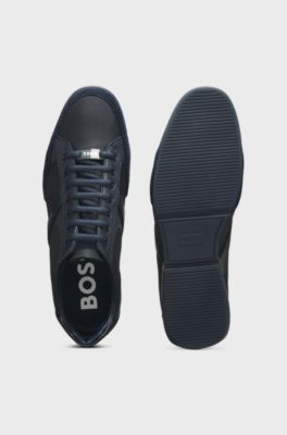 Mixed-material trainers with suede and faux leather, Dark Blue