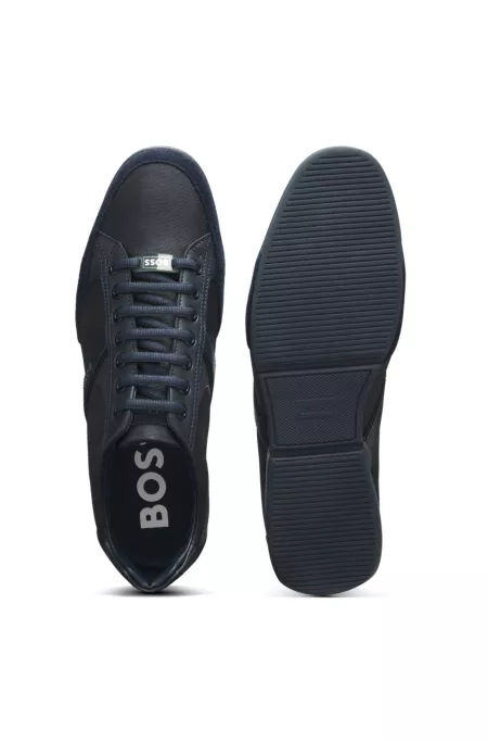 Mixed-material trainers with suede and faux leather