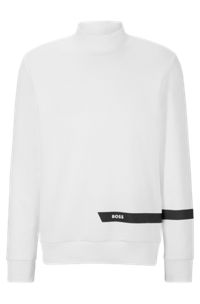 Cotton-blend sweatshirt with graphic logo stripe, White