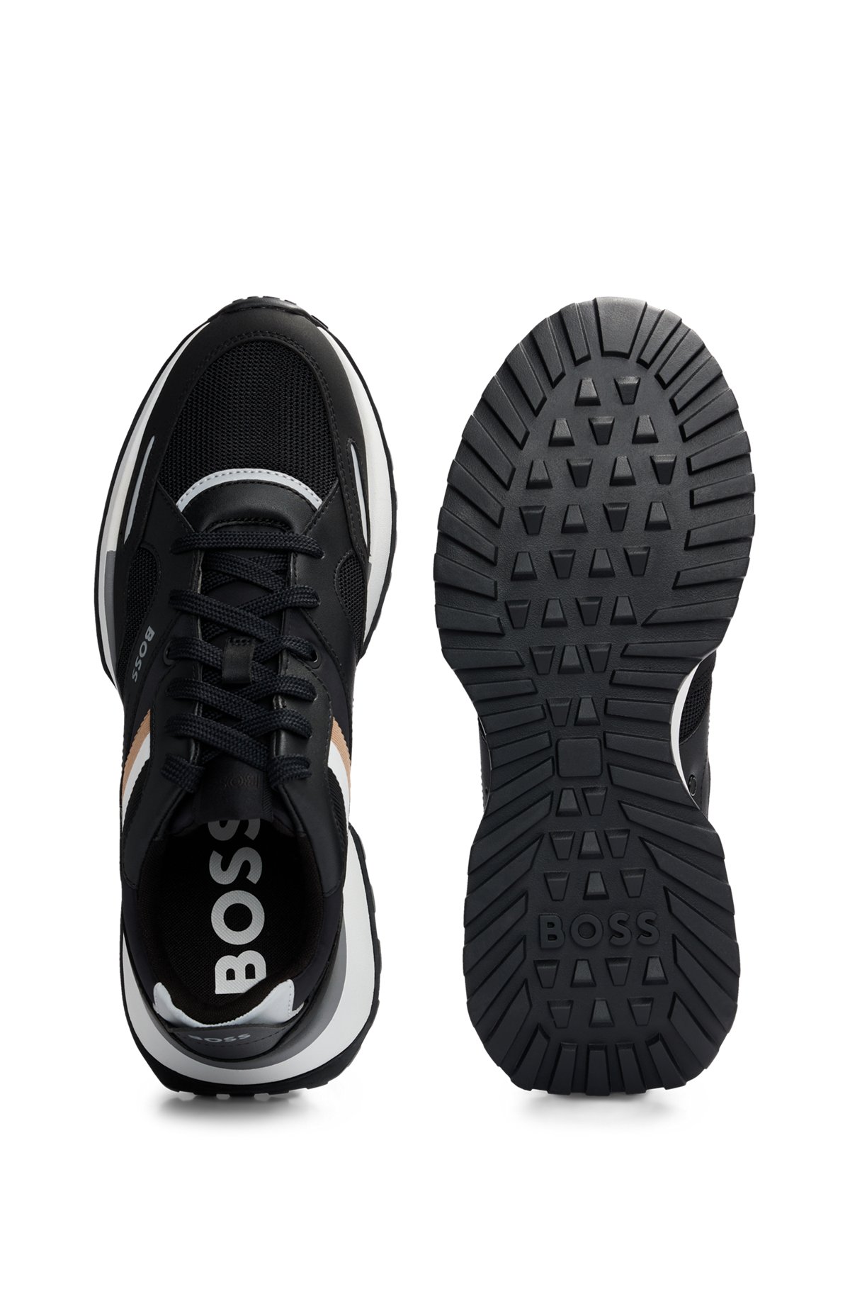 Baskets style chaussures de running avec semelle extérieure en gomme EVA, Noir