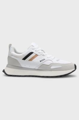 Sneakers stile runner con suola in gomma EVA, Bianco
