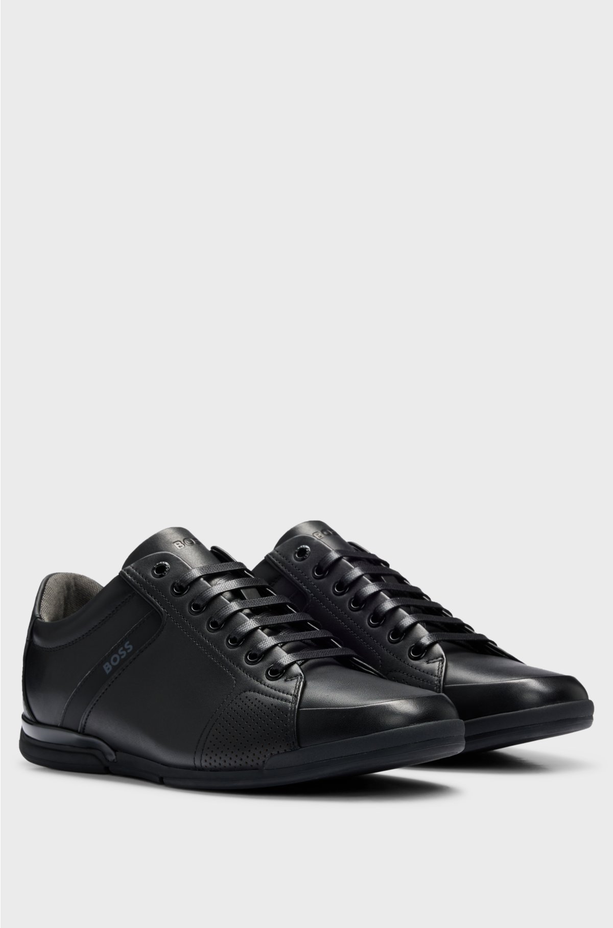 BOSS - Leather trainers with odour-control lining