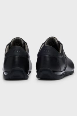 Leather trainers with odour-control lining, Black