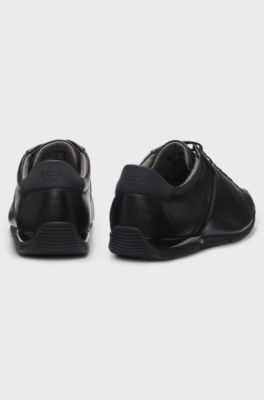 Leather trainers with odour-control lining, Black