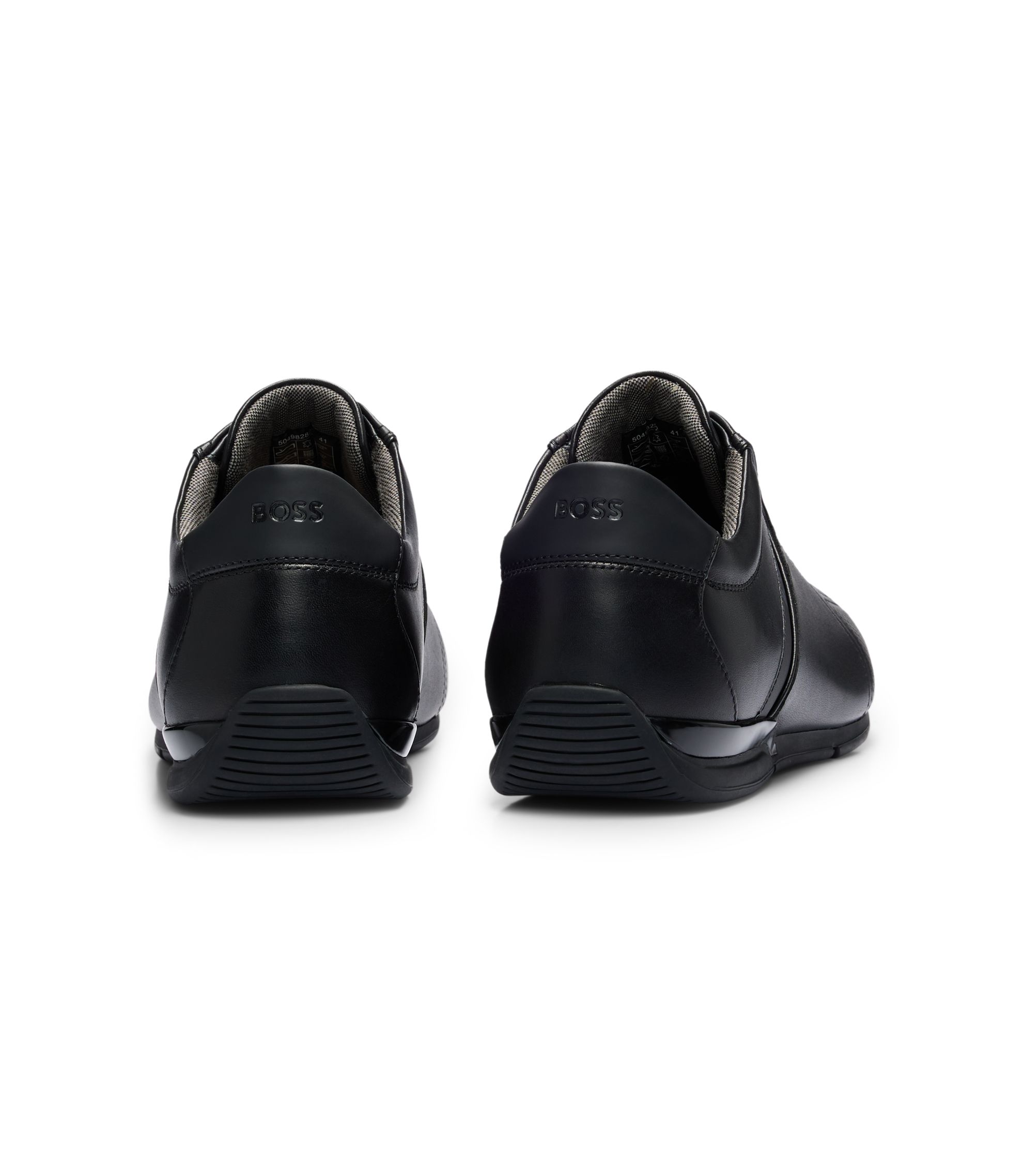 BOSS - レザースニーカー 防臭機能ライニング - ブラック
