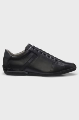 Leather trainers with odour-control lining, Black