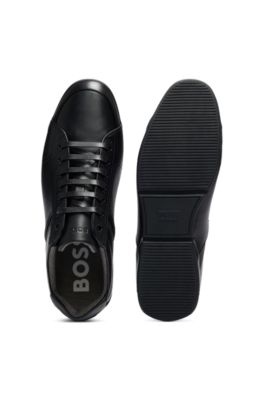 Leather trainers with odour-control lining, Black