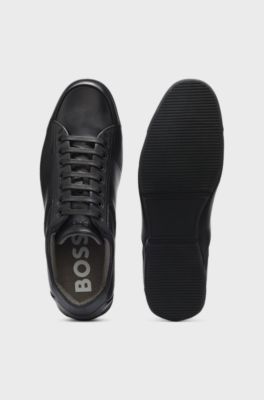 Leather trainers with odour-control lining, Black
