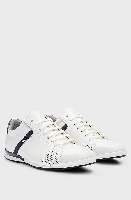 Leather trainers with odour-control lining, White