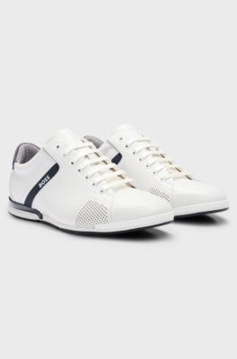 Leather trainers with odour-control lining, White