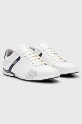Leather trainers with odour-control lining, White