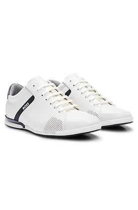 Leather trainers with odour-control lining